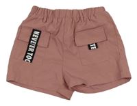 Starorůžové kraťasy s kapsami a nápisy Shein