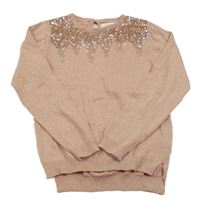 Růžový třpytivý svetr s flitry Primark