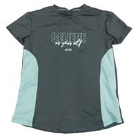 Antracitovo-světlemodré sportovní tričko s nápisem Active touch