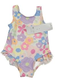 Nové - Bílo-barevné květované jednodílné plavky Primark