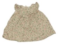 Světlerůžovo-khaki květované lehké šaty Dunnes 