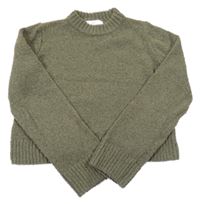 Khaki crop svetr H&M
