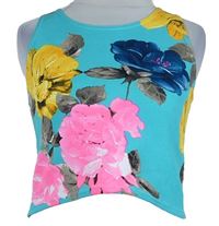 Dámský tyrkysový květovaný crop top Boohoo 