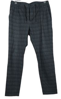 Pánské tmavomodro-šedé kostkované kalhoty Jeff 