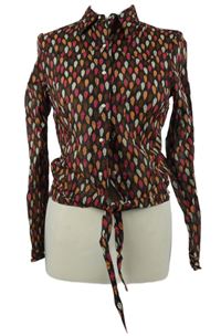 Dámská černo-barevná vzorovaná crop halenka s uzlem 3Suisses 