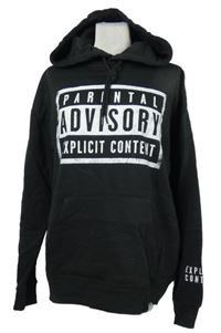 Pánská černá mikina s nápisy a kapucí Primark 