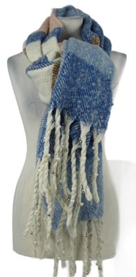 Dámská barevně pruhovaná teplá šála s třásněmi 