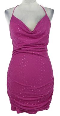 Dámské purpurové tylové minišaty s kamínky a vodou Quiz 