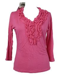 Nové - Dámské tmavorůžové triko s fiží