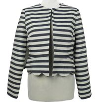 Dámský tmavomodro-bílý pruhovaný crop sakový cardigán Atmosphere 
