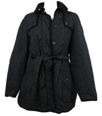 Dámská černá prošívaná šusťáková zateplená bunda s páskem Next 