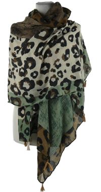 Dámská barevná vzorovaná šála s třásněmi 