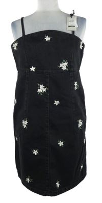 Nové - Dámské černé kytičkované riflové šaty Topshop 