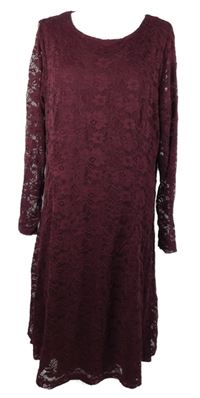 Dámské vínové krajkové midi šaty Zizzi 