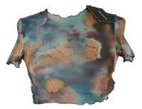 Nové - Dámské modro-vínovo-béžové vzorované tylové crop tričko PrettyLittle Thing