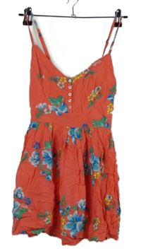 Dámské korálové květované šaty Hollister 