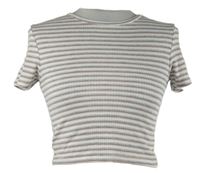 Dámské šedo-růžovo-bílé pruhované žebrované crop tričko Primark 