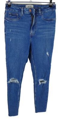 Dámské modré skinny rifle s prošoupáním New Look 