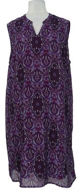 Dámské fialovo-purpurové vzorované šifonové šaty Janina 