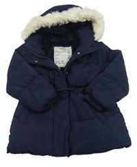 Tmavomodrá šusťáková zimní bunda s kapucí M&S