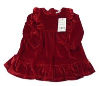 Nové - Červené sametové šaty s volánkem F&F