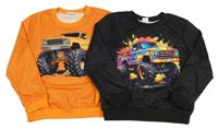 2x mikina s autem černá+ oranžová