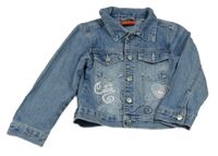 Světlemodrá riflová bunda s výšivkami