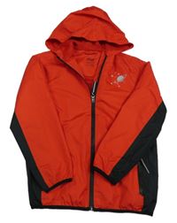 Červeno-černá šusťáková jarní funkční bunda s planetou a kapucí Crivit