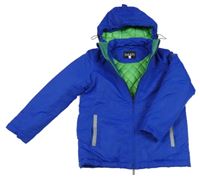 Safírová šusťáková zimní bunda s kapucí 