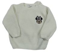 Bílý žinylkový svetr s Minnie Disney