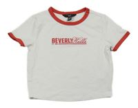 Bílo-červené crop tričko s nápisem New Look