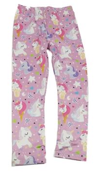 Růžové sportovní legíny s jednorožci 