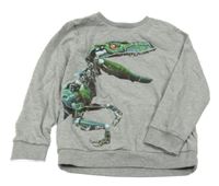 Šedá mikina s dinosaurem Bluezoo