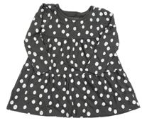 Tmavošedé bavlněné šaty s puntíky Primark