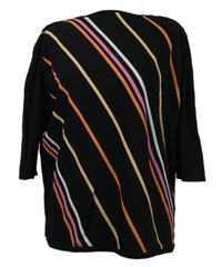 Dámský černý lehký svetr s proužky 