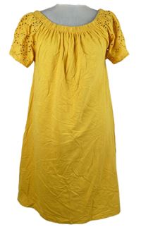 Dámská žlutá šatová tunika s děrovanými rukávy Nutmeg