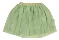 Zelená tylová sukně s kytičkami H&M