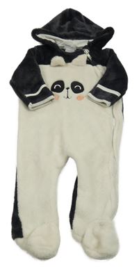 Krémovo-šedá chlupatá kombinéza s čumáčkem a kapucí Baby Mack