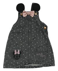 Šedé puntíkaté riflové laclové šaty s Minnie zn. Disney