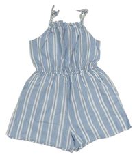 Světlemodro-bílý pruhovaný letní overal H&M