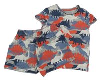 Šedo-červené kraťasové pyžamo s dinosaury M&S