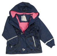 Tmavomodrá nepromokavá podzimní bunda se vzorem a kapucí zn. Lupilu