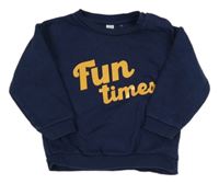 Tmavomodrá mikina s nápisem