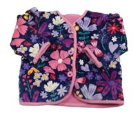 Tmavomodro-barevná květovaná sametová zateplená bunda Dunnes stores