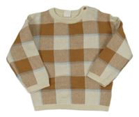 Béžovo-hnědý kostkovaný svetr H&M