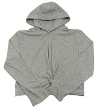 Šedá žebrovaná crop mikina s kapucí M&Co.