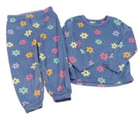 Modré chlupaté pyžamo s kvítky Primark