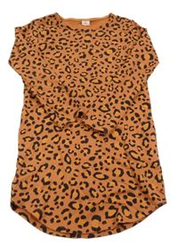 Cihlovo-černé vzorované lehké teplákové šaty Hema