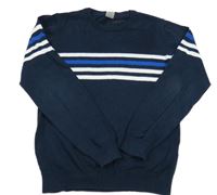 Tmavomodrý svetr s pruhy 