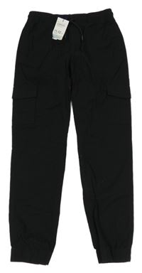 Nové - Černé plátěné cuff kalhoty Denim Co.